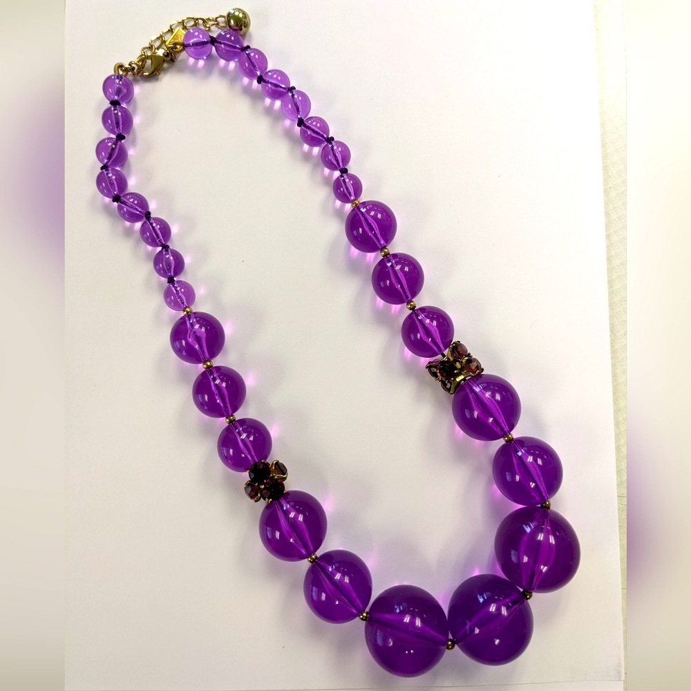 Kate Spade Chunky Purple LUCITE & Crystal Necklace Like New - Picture 10 of 12